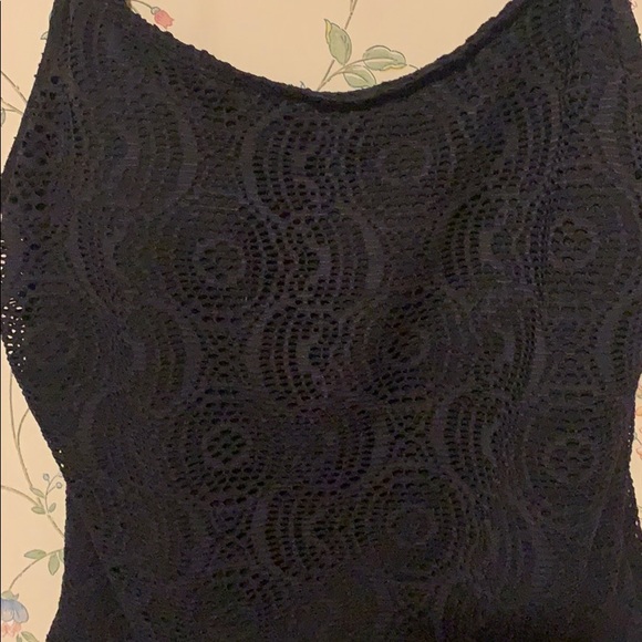 Black Knit One Piece Swim Suit - Picture 2 of 4